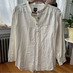 Gap White Denim Long Sleeve Blouse